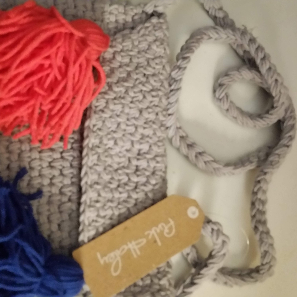 Knitted handmade purse with pom poms unique pink